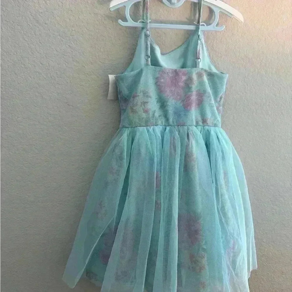 Zenzi Floral Sparkly Aquamarine Dress Size 8 Little Girl Easter Mother’s Day - Picture 5 of 6